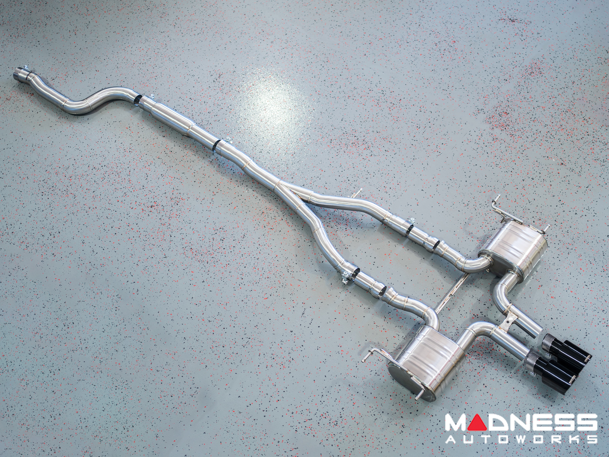 Jaguar F-TYPE Performance Exhaust System - MADNESS - 2.0L Turbo - Center Exit - Black Chrome Exhaust Tips